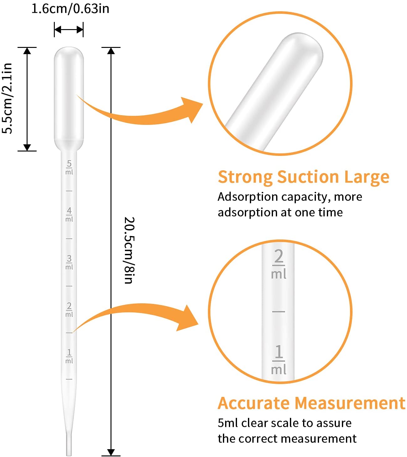 Pipette compte-gouttes, pipette doseuse de 5 ml